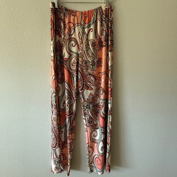 Melissa Paige‎ Colorful Pull On Paisley Palazzo Pants Size L - Picture 6 of 9